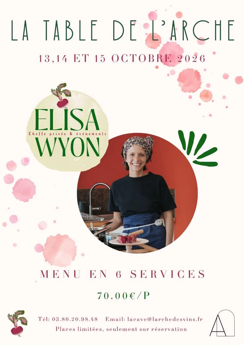 La Table de l'Arche : menu en 6 services avec la Cheffe Elisa Wyon